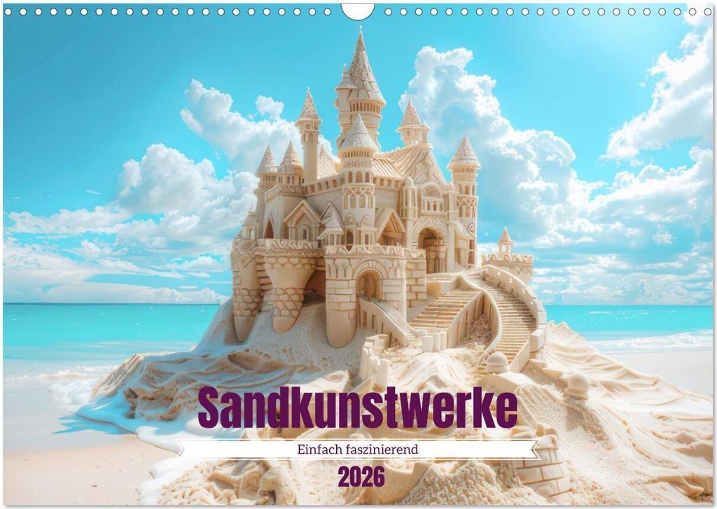 Sandkunstwerke - Einfach faszinierend (Wandkalender 2026 DIN A3 quer), CALVENDO Monatskalender