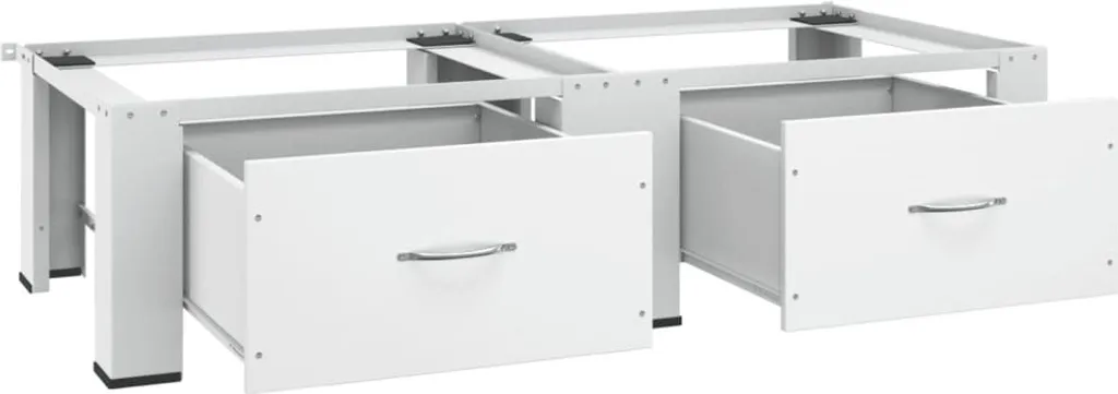 Support Machine à Laver Double Blanc Acier - Hauteur Ergonomique - 10