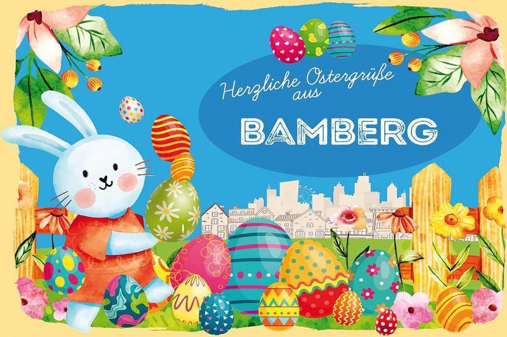 vianmo Holzschild 12x18 cm Ostergrüße BAMBERG
