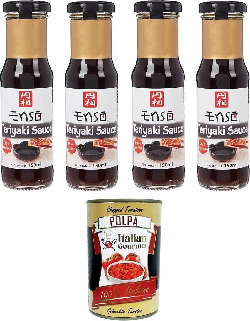 Enso Salsa Teriyaki Sauce cuisine 4x150ml + Italian Gourmet Polpa di Pomodoro 400g