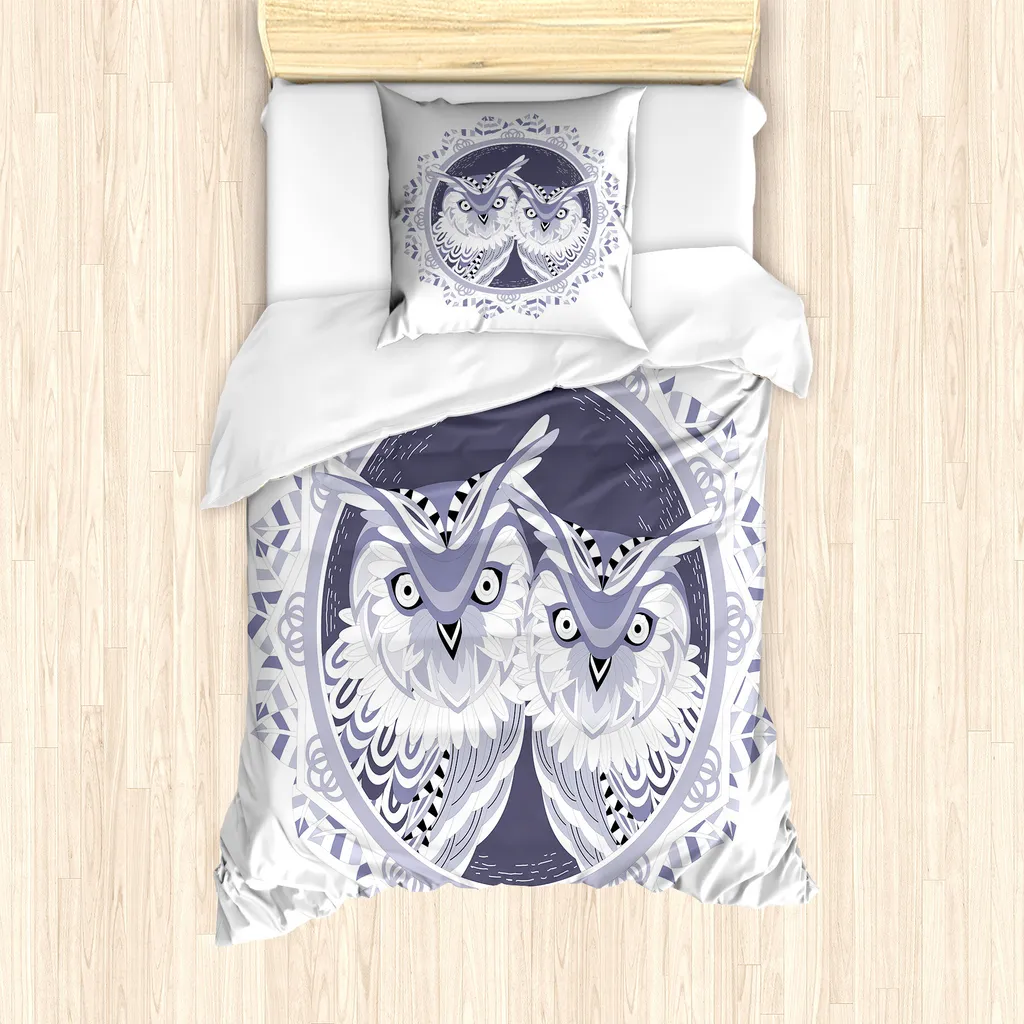 Set Letto ABAKUHAUS Gufo Vintage Blu Indaco 135x200 Anallergico