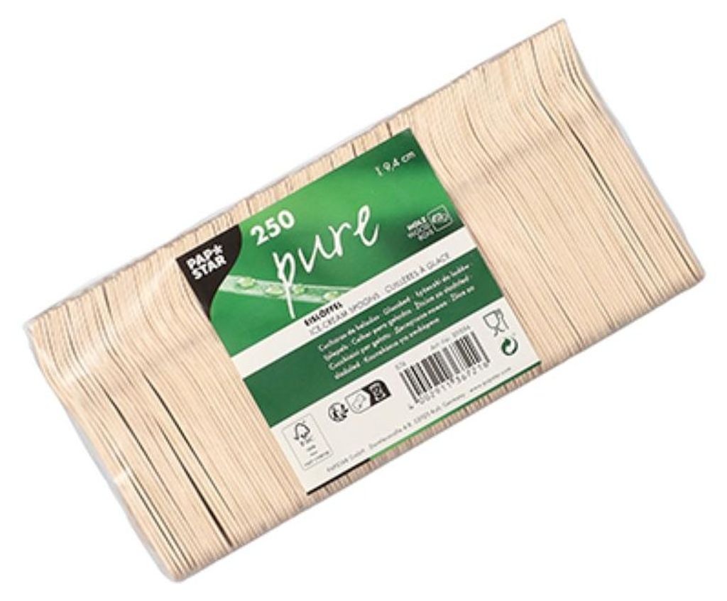 PAPSTAR Eislöffel Holz "pure", 9,4 cm, umweltfreundlich und Produktbild 