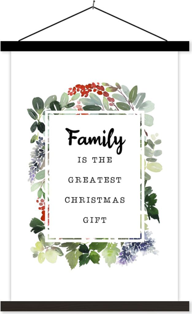 MuchoWow Textilposter Weihnachten - Zitat - Familie 120x180 cm mit schwarzem Rahmen - Fotos