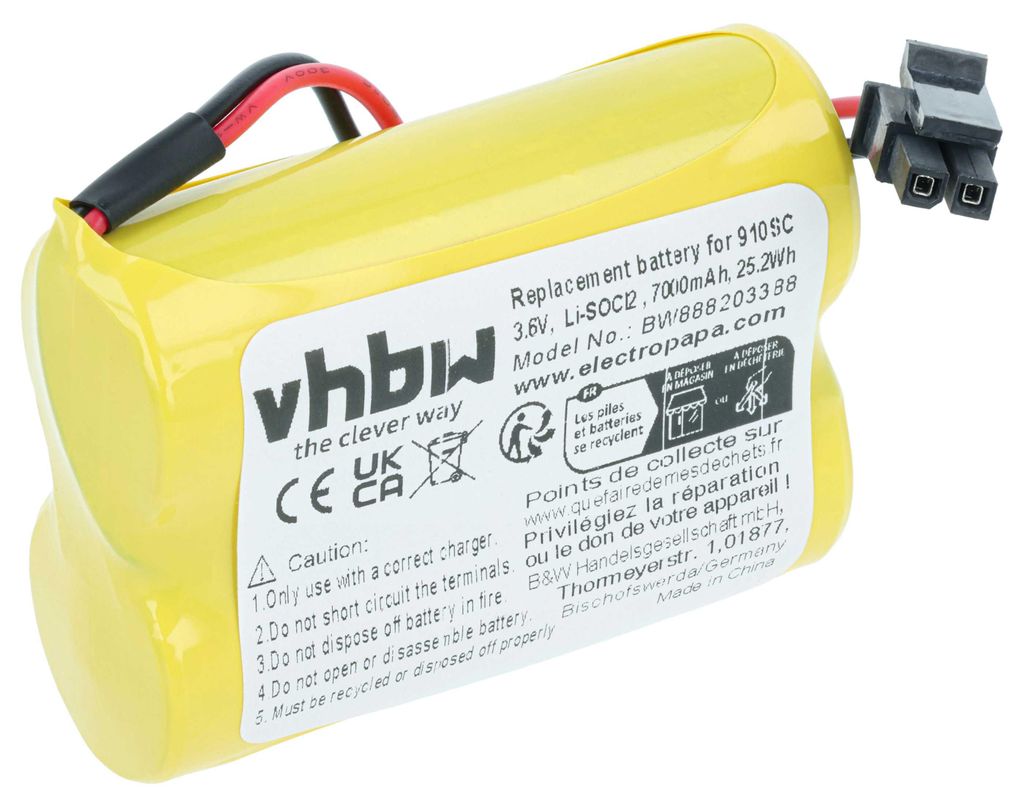 vhbw Batterie Ersatz für 3HAC051036-001 REV02, 3HAC051036-001-C, 3HAC051036-001 für PLC Programmable Logic Controller (7000 mAh, 3,6 V, Li-SOCl2)