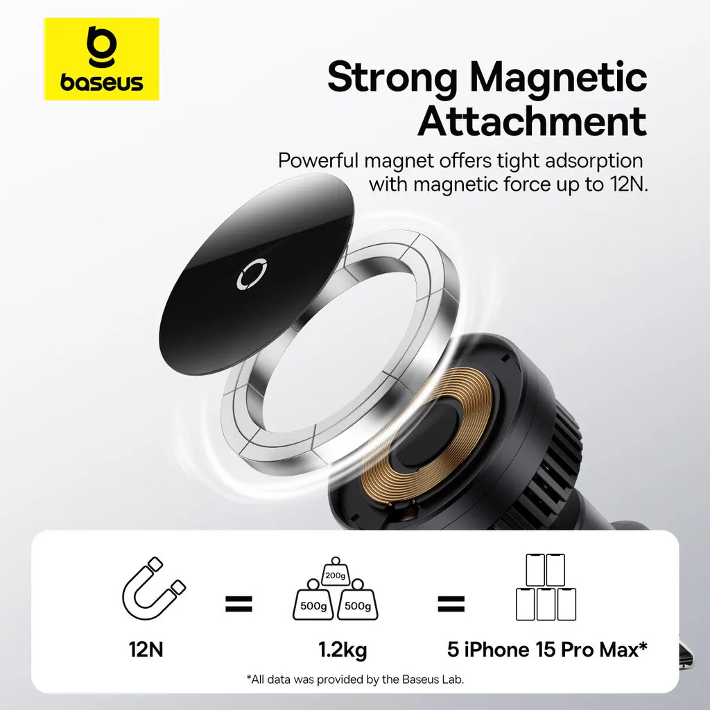 Baseus MagPro Caricatore Auto Wireless 15W - Design Magnetico Premium Nero - 22