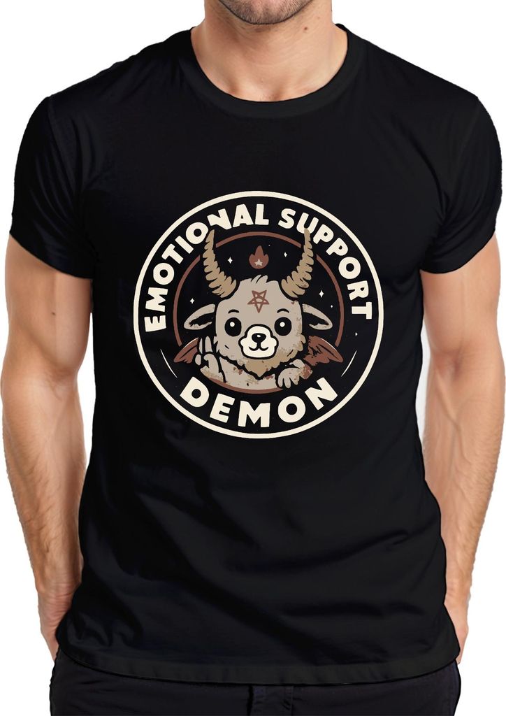 Emotionaler Support Dämon Süß Niedlich Kawaii Pentagramm Gothic Herren T-Shirt, Schwarz, 3XL