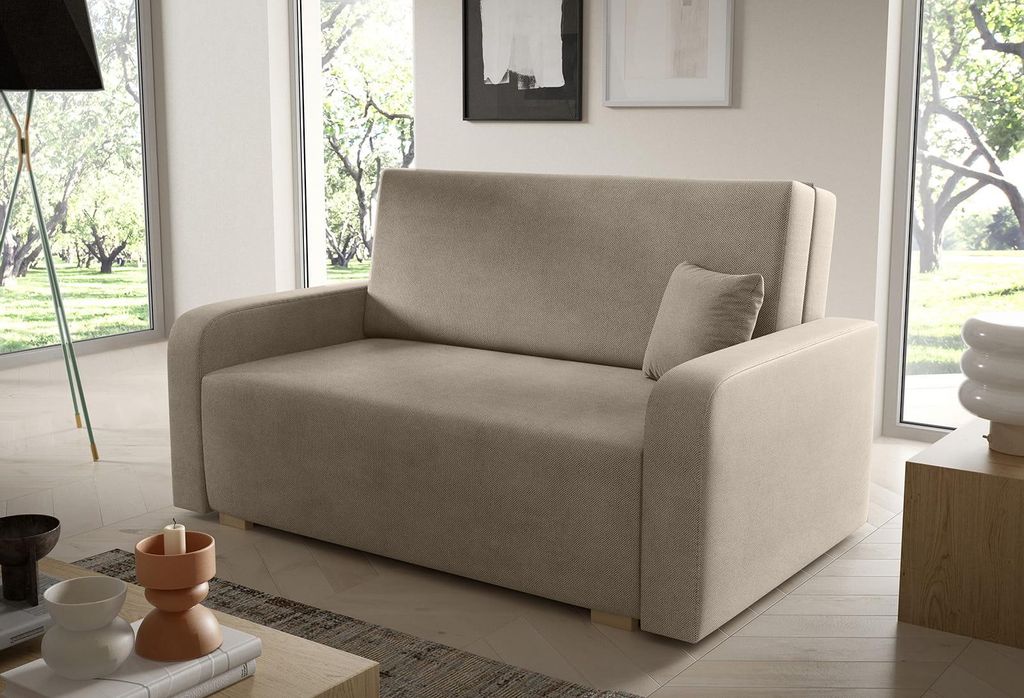 Sofa Juno III 155x85 cm 3-Sitzer, Schlafsofa mit Schlaffunktion und Bettkasten, Kissen inklusive - Curio 11