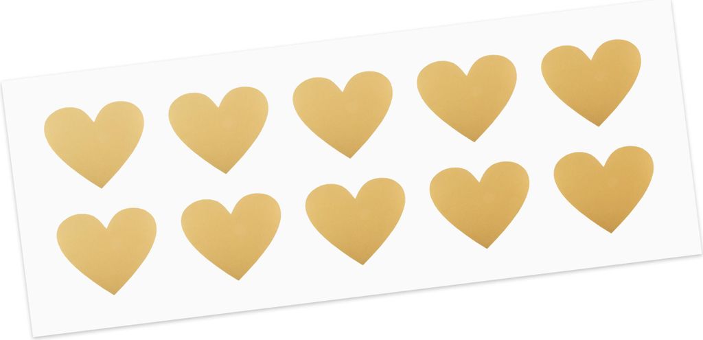 Zelfklevende stickers, hartjes, 35x30mm, goud, 10 stuks Productafbeelding 