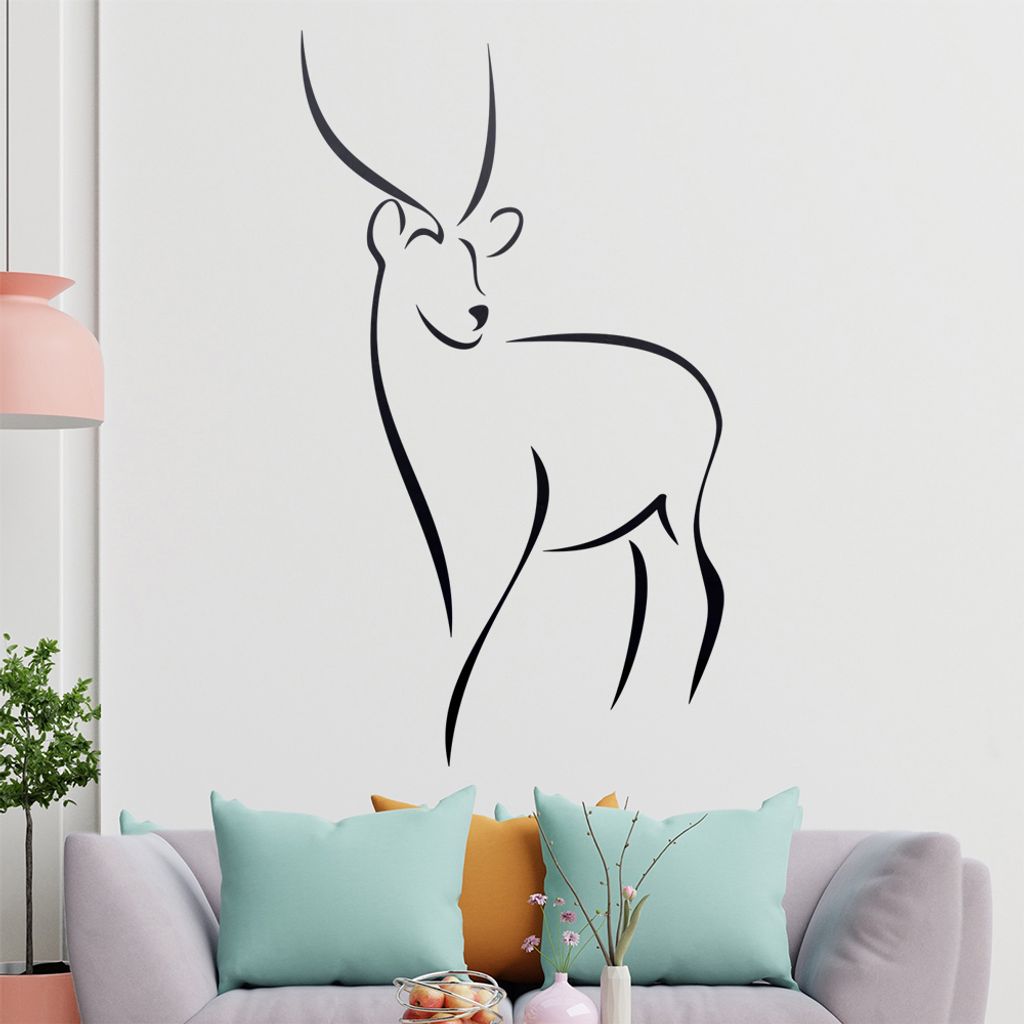 Antilope Linien Wandtattoo in 6 Größen - Wandaufkleber Wall Sticker - Dekoration, Küche, Wohnzimmer, Schlafzimmer, Badezimmer