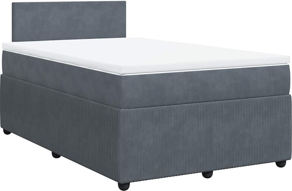 vidaXL Boxspringbett mit Matratze Dunkelgrau 120x200 cm Samt