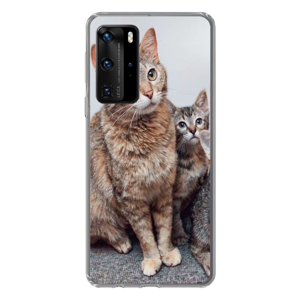 MuchoWow Handyhülle Schutzhülle Hülle für Huawei P40 Pro Katze - Kätzchen - Fell Silikon Softcase Handy Hülle - Schutz