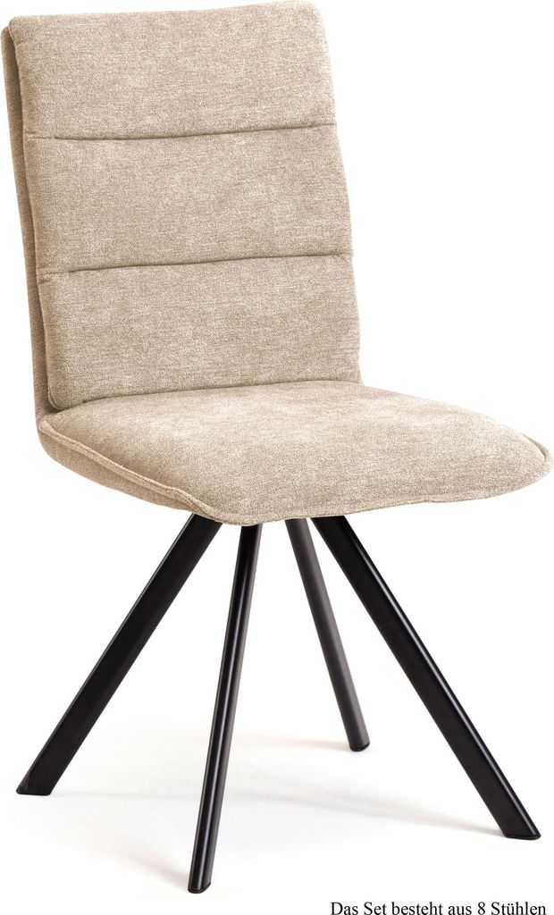 Esszimmerstuhl (8er-Set) Debbi 47x92x60 Schwarz/Natur