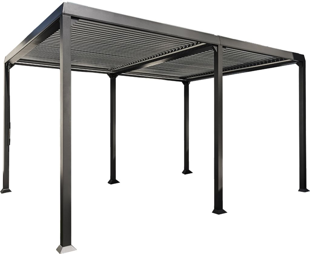 HOME DELUXE - Lamellenpavillon - CANNES, Maße: 400 x 303 x 223 cm, inkl. Handkurbel, Gestell: Aluminium I Terrassenüberdachung Pergola Sonnenschutz