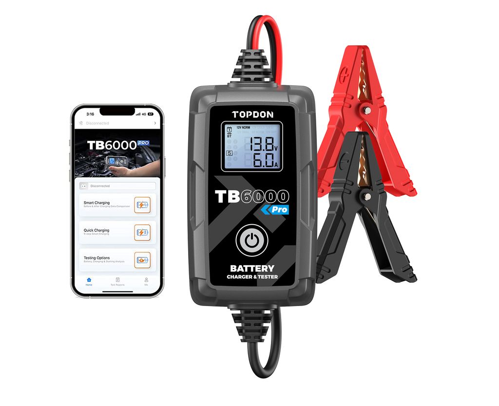 Autobatterie-Ladegerät TB6000Pro mit 6A Ladestrom für 6V/12V Batterien, 5-240Ah, inkl. Testfunktion