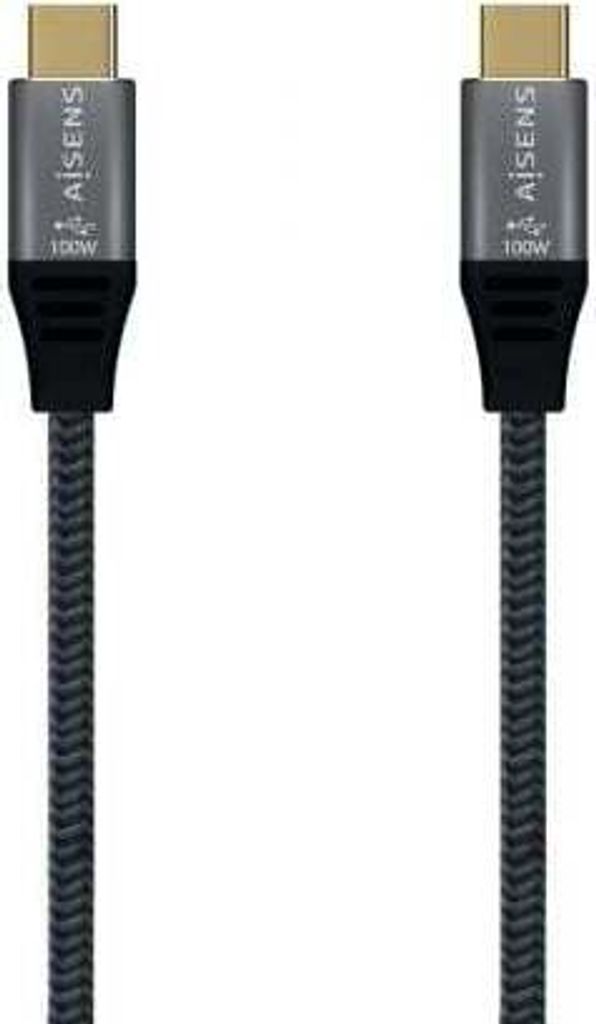 Kabel usb 3.2 Typ-c aisens a107-0634/ usb Typ-c Stecker - usb Typ-c Stecker / 2m/ grau