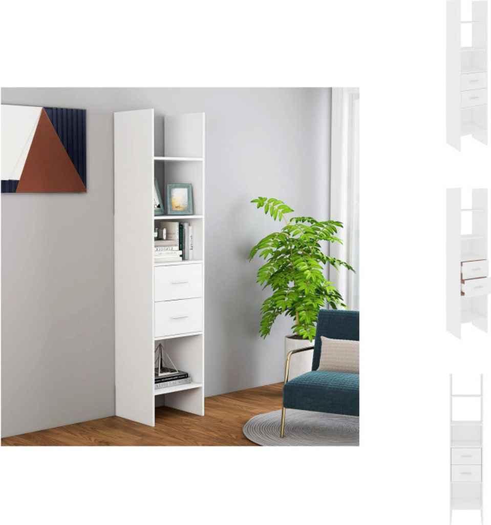 vidaXL Bücherregal Weiß 40x35x180 cm Holzwerkstoff - Bücherregale & Bücherschränke
