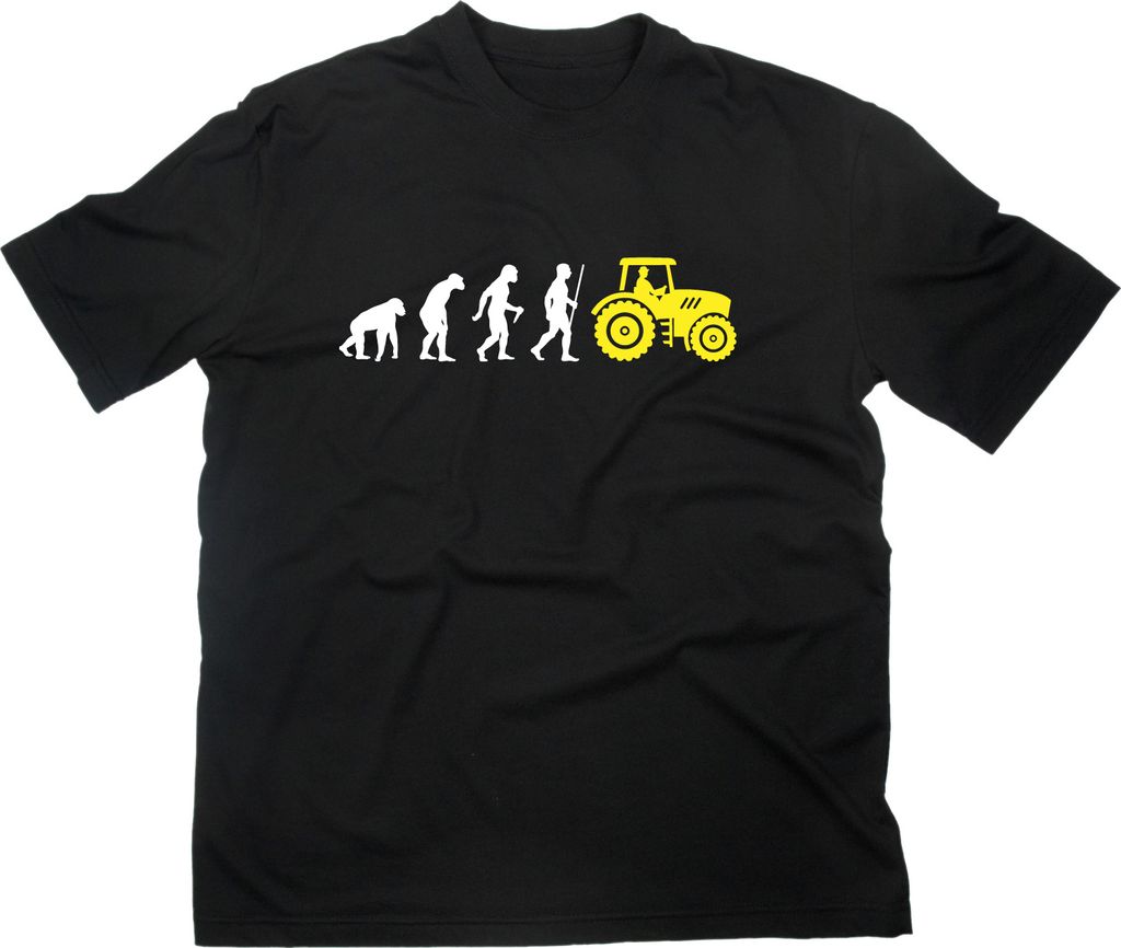 Styletex23 T-Shirt Traktor Trecker Fun Evolution of Man, schwarz, S
