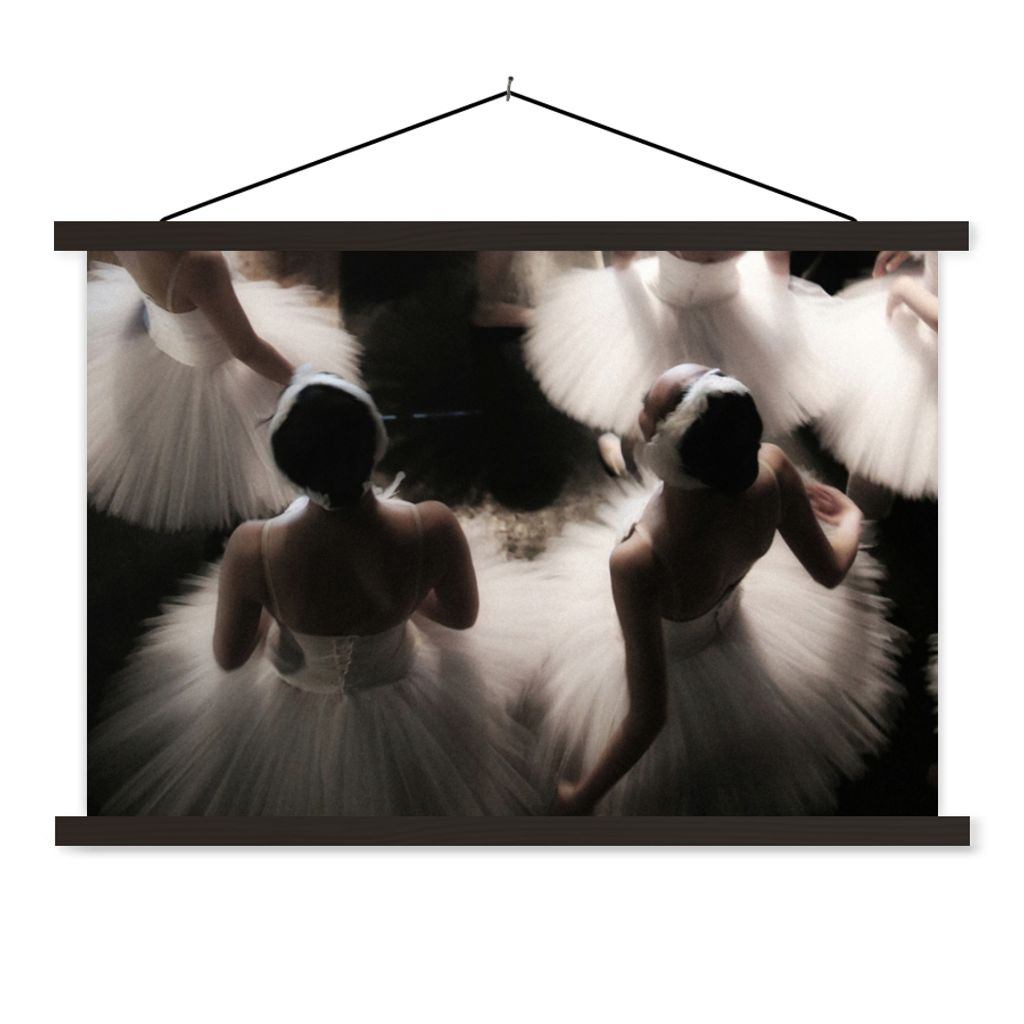 MuchoWow Textilposter Ballett - Ballerina - Tanz 60x40 cm mit schwarzem Rahmen - Hölzernes