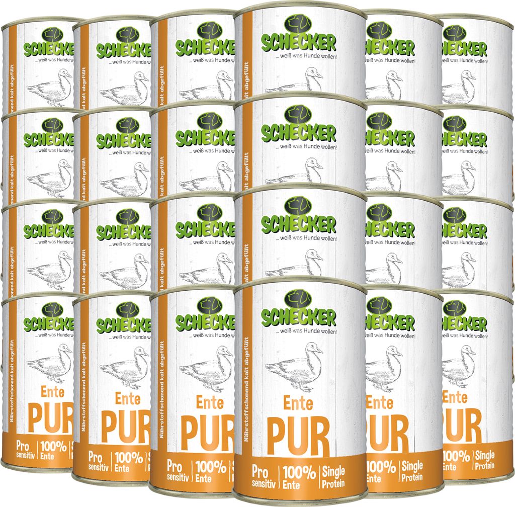 24 x 410 g - Schecker Ente PUR - Nassfutter - 100% Ente - getreidefrei - echte, reine Qualitätsware