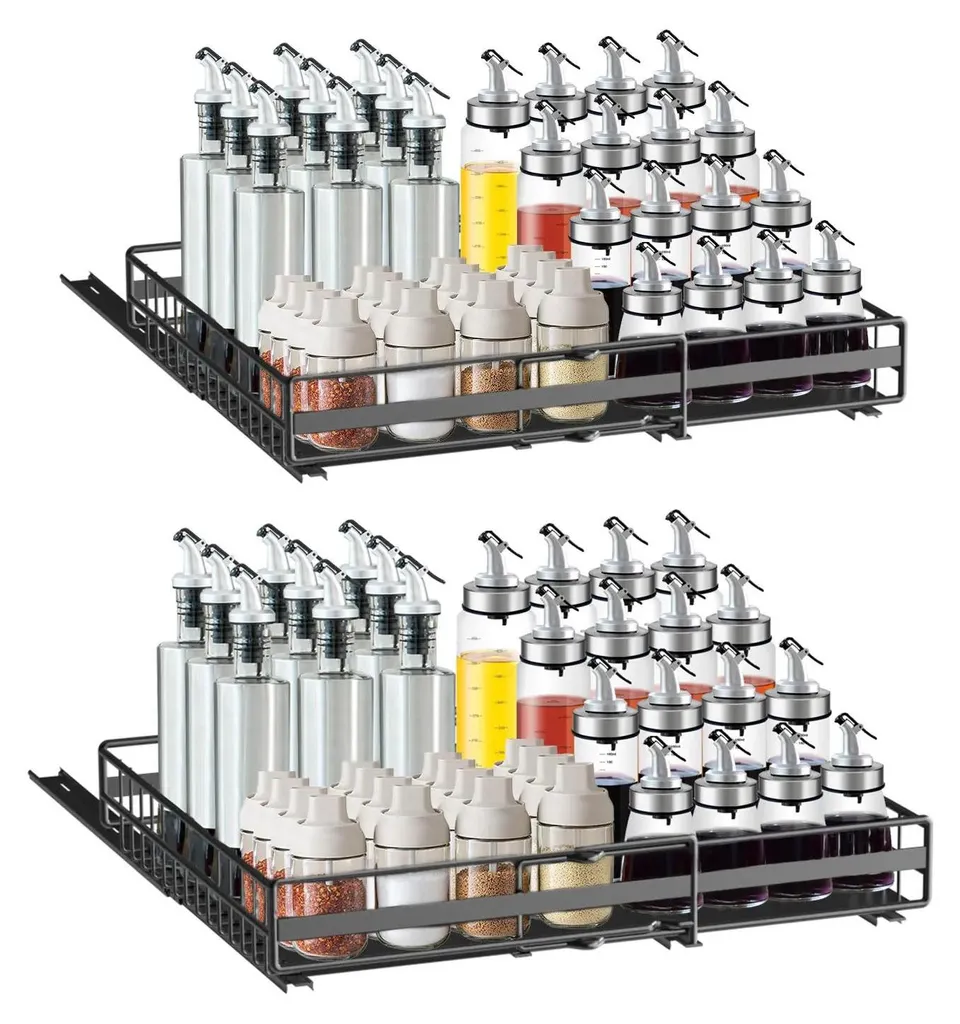 Étagère de cuisine coulissante silencieuse à largeur modulable en inox