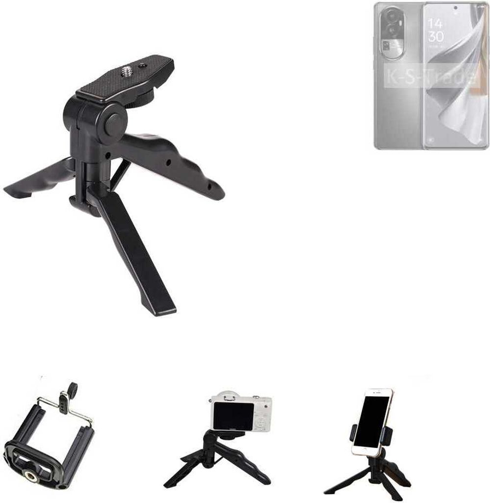 K-S-Trade Stativ Tisch-Ständer Dreibein Handy-Stativ Ständer kompatibel mit Oppo Reno10 Pro Mini-Stativ Smartphone Tripod Handy-Stativ aus Plastik