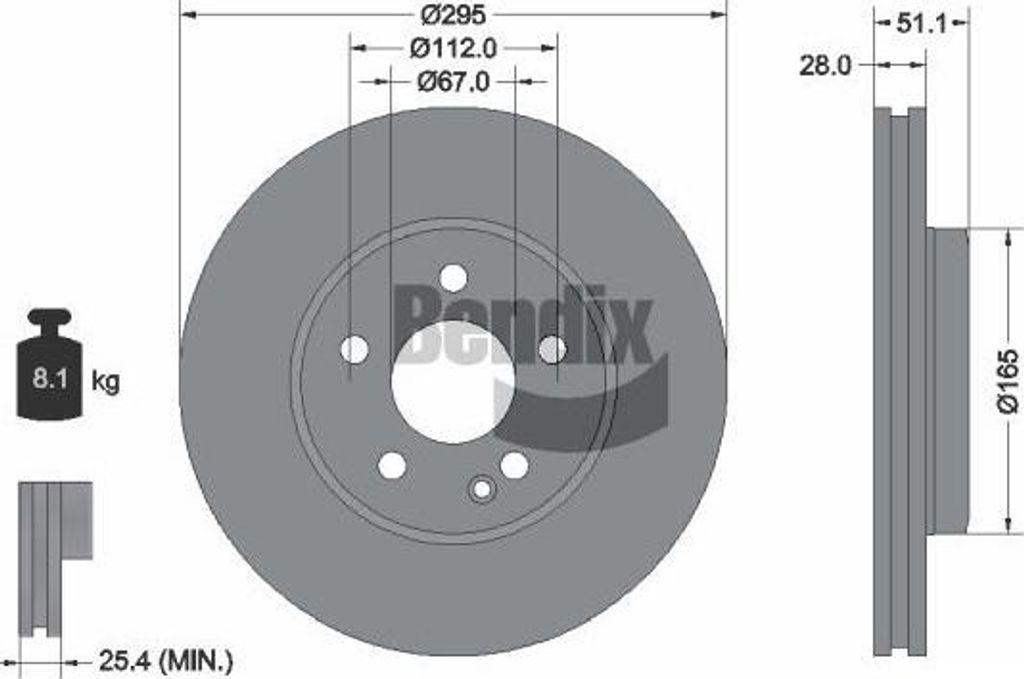 BENDIX Braking BDS1348 Bremsscheibe OE 2464212412 kompatibel mit A-Klasse, B-Klasse, CLA, GLA-Klasse