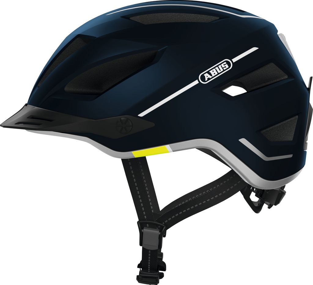 ABUS Stadthelm Pedelec 2.0 - Fahrradhelm mit Rücklicht und Regenhaube - für den Stadtverkehr - für Damen und Herren - Blau, , Größe L (56-62 cm)