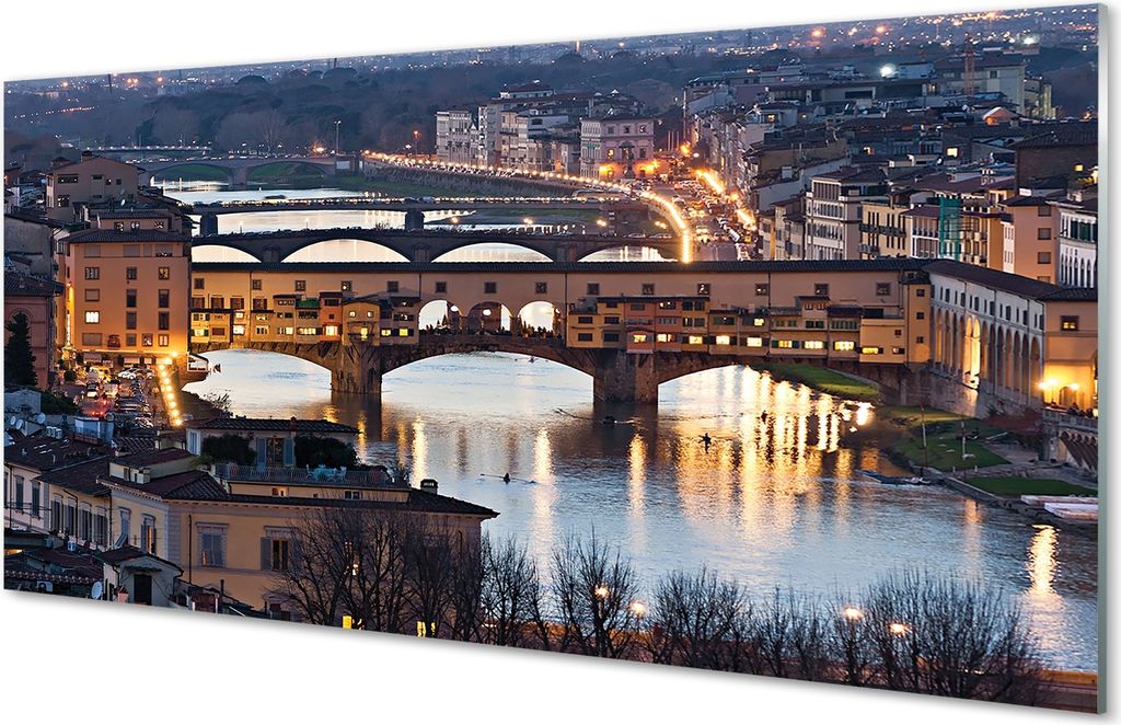 Spritzschutz 100x50 Wandkunst Italien Brücken Nacht Fluss