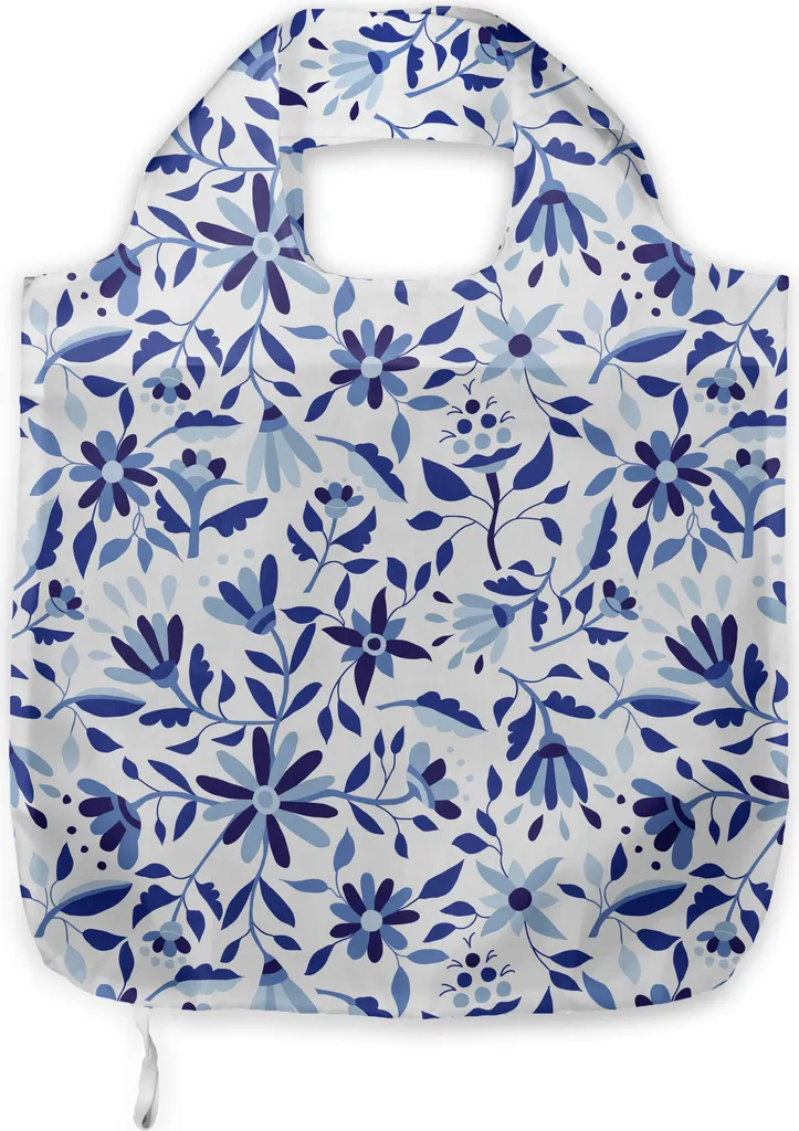 Borsa in Tessuto Floreale ABAKUHAUS: Shopper Moderna Blu Navy Eco