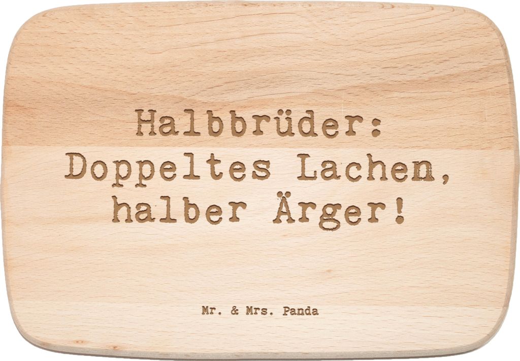 Mr. & Mrs. Panda schneidbrett Spruch Halbbruder Lachen - Transparent - Geschenk, Familienmitglieder, Frühstücksbrett, massivholzbrett, Familie, V...
