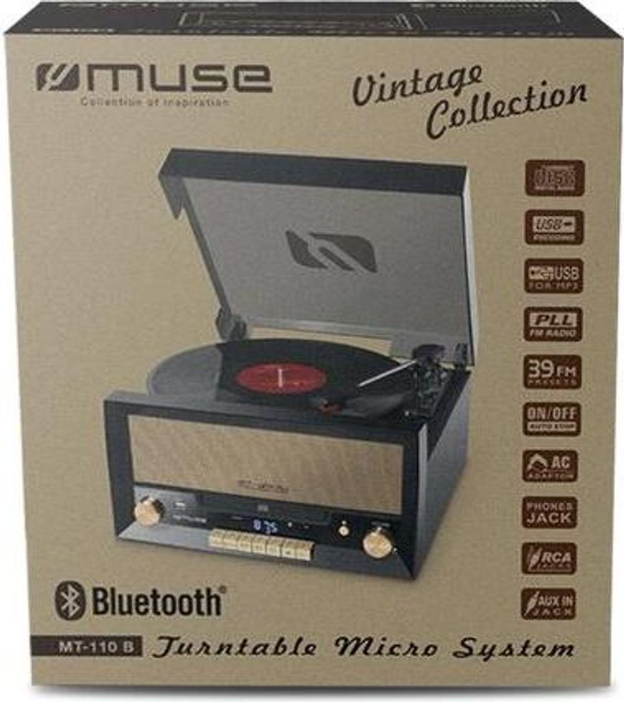 Muse MT-110B, Gramofon z napędem bezpośrednim, Czarny, Zdjęcie produktu 
