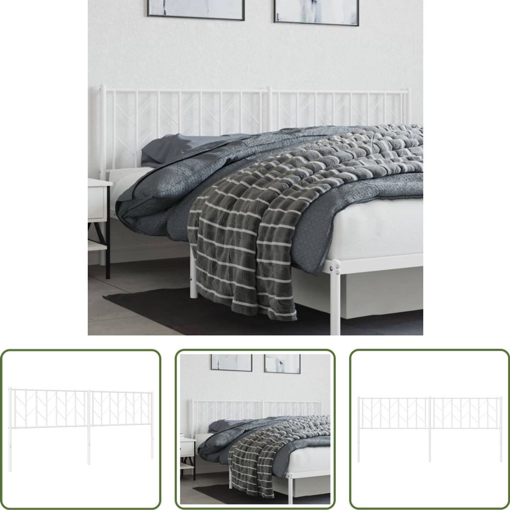 The Living Store Kopfteil Metall Weiß 193 cm