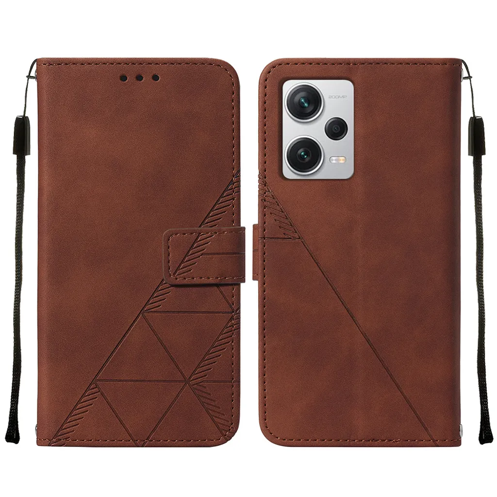 HAOYE Cover In Pelle Per Xiaomi Redmi Note 12 Pro 5G - Custodia Portafoglio Con Slot Carte E Supporto - Marrone