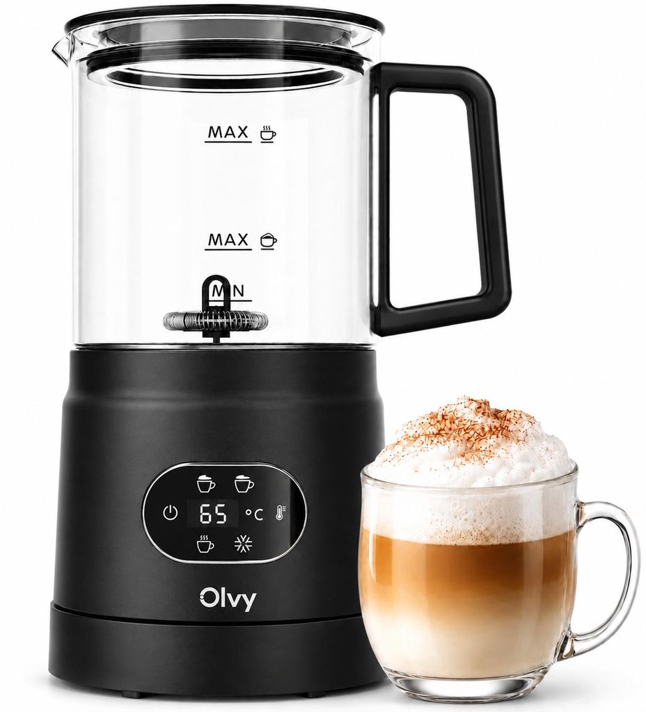 Olvy Elektrische melkschuimer van glas, 4-in-1, 500W, met Productafbeelding 
