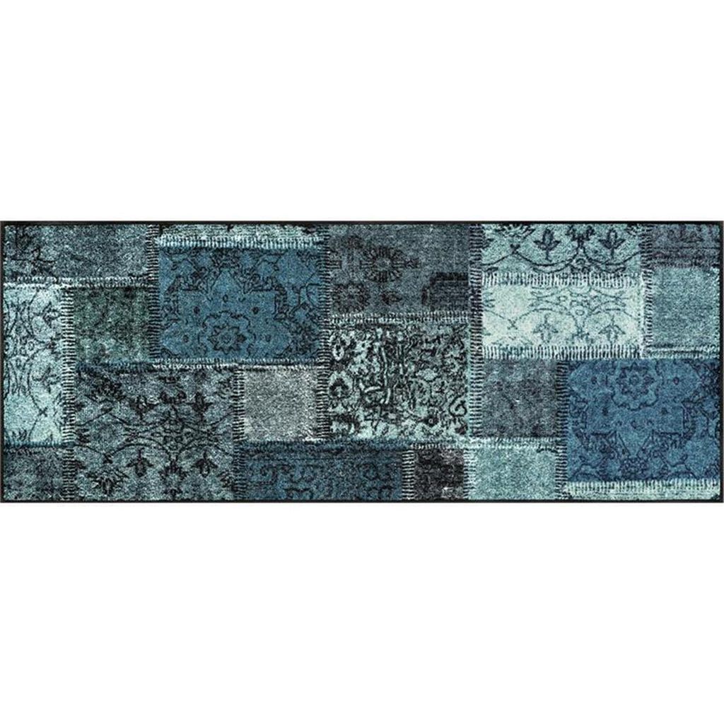 Kleen-Tex Vintage Patches Teppichläufer türkis - Waschbarer Türvorleger mit Design Kleen-Tex Vintage Patches Teppichläufer türkis - Waschbarer...