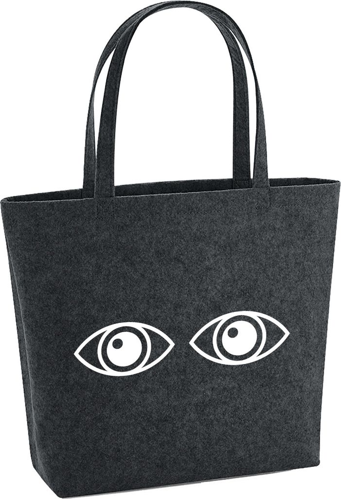 Huuraa Filzshopper Augen Eyes 22 Liter Charcoal Melange Filztasche Geschenkidee