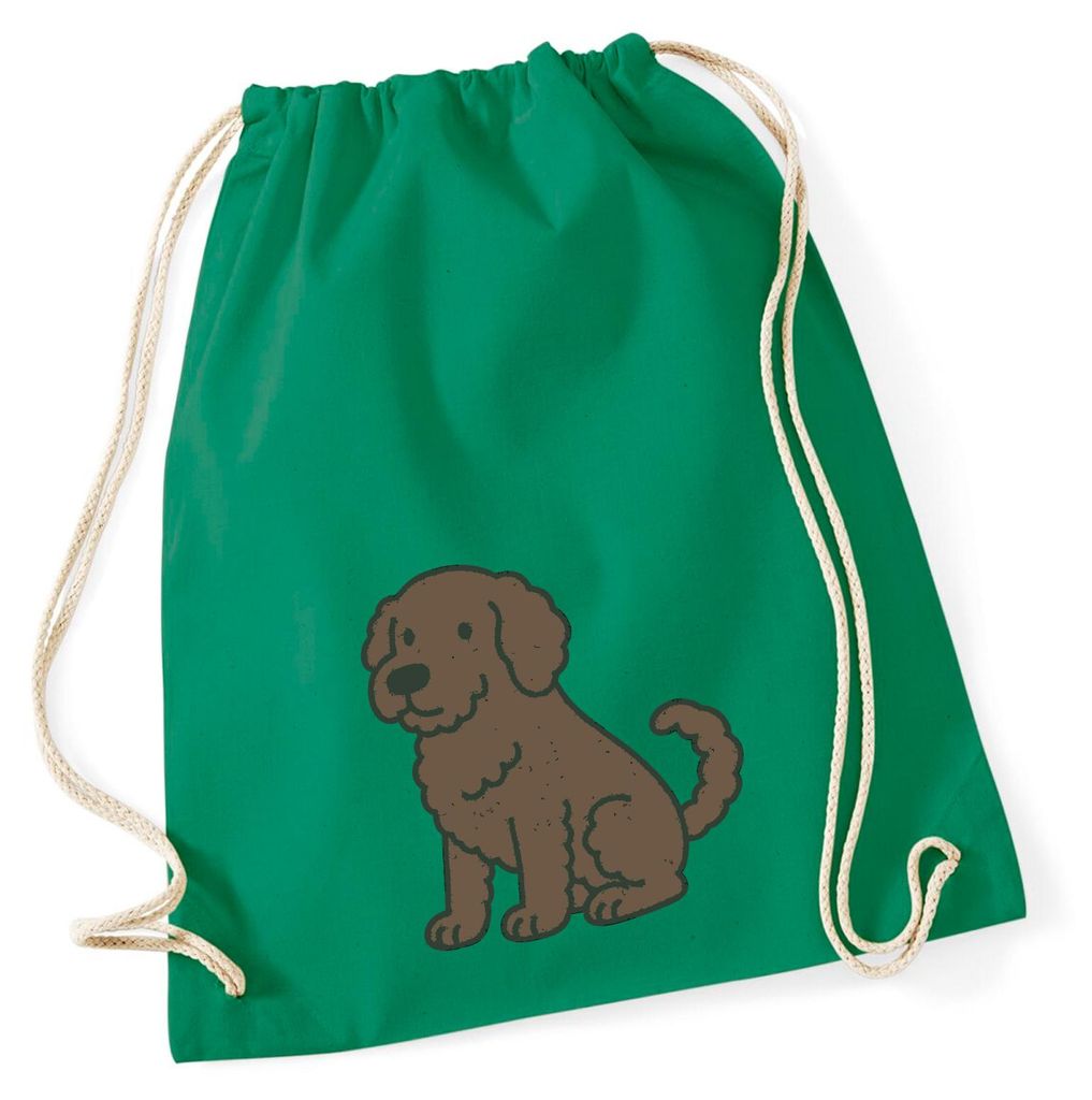 Huuraa Turnbeutel Portugiesischer Wasserhund Comic Porti 12 Liter Kelly Green Baumwolle Rucksack Geschenkidee