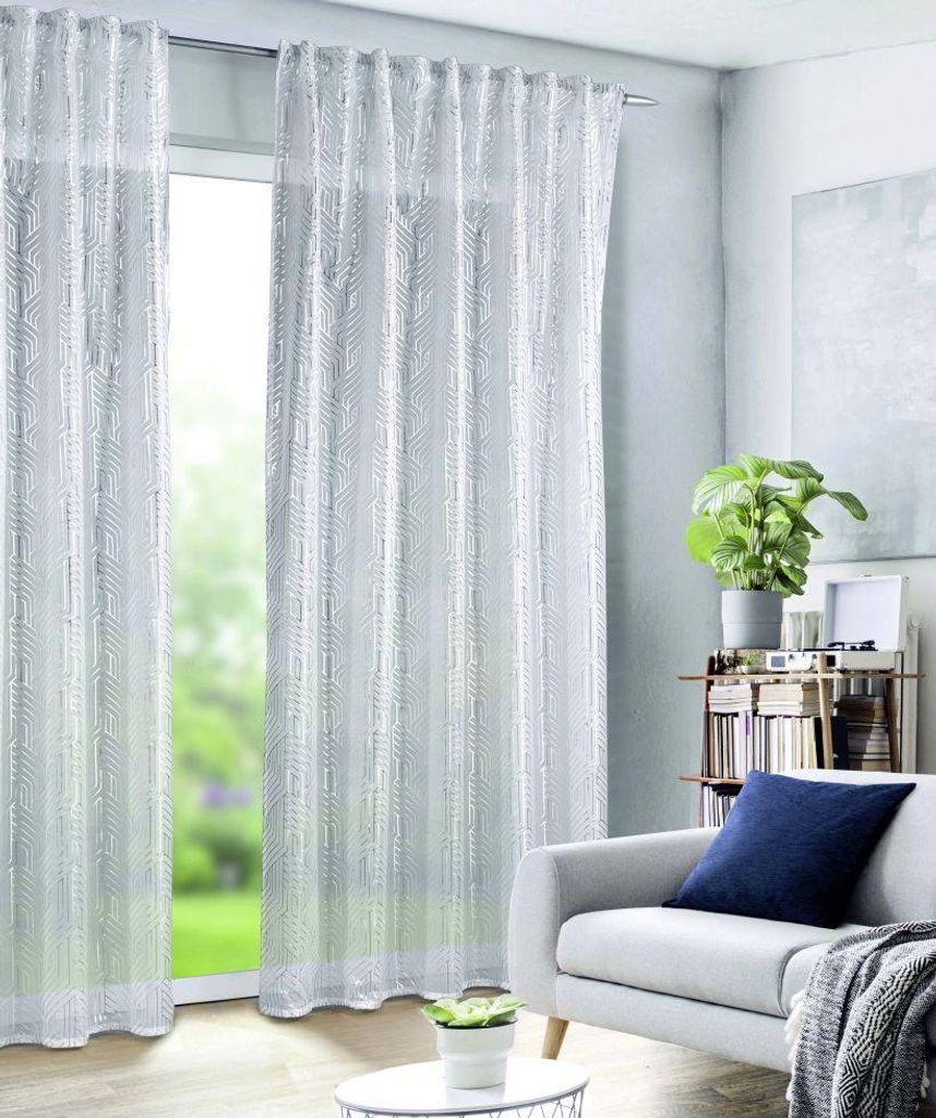 Neusser Collection Verdunklungsschal mit Gardinenband silber 135x245 cm
