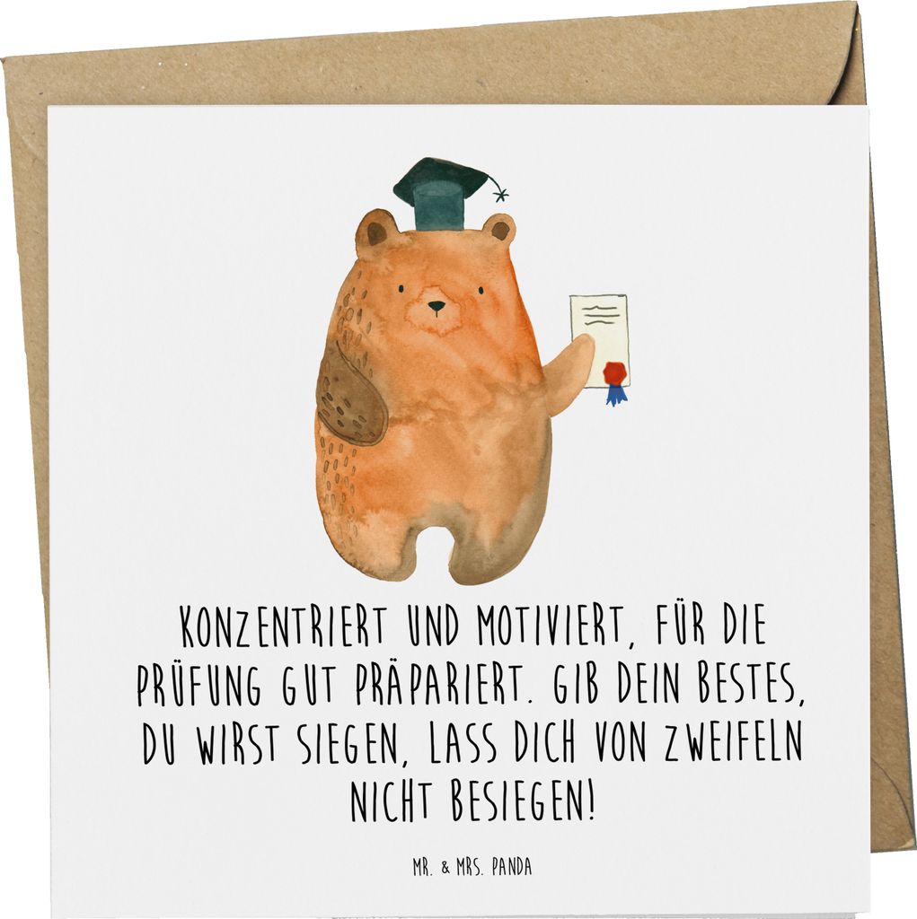 Mr. & Mrs. Panda Grußkarte Prüfungen bestehen - Weiß - Geschenk, Vertrauem, anlasskarte, faltkarte, Glückwunschkarte, positive Energie, Klappka...