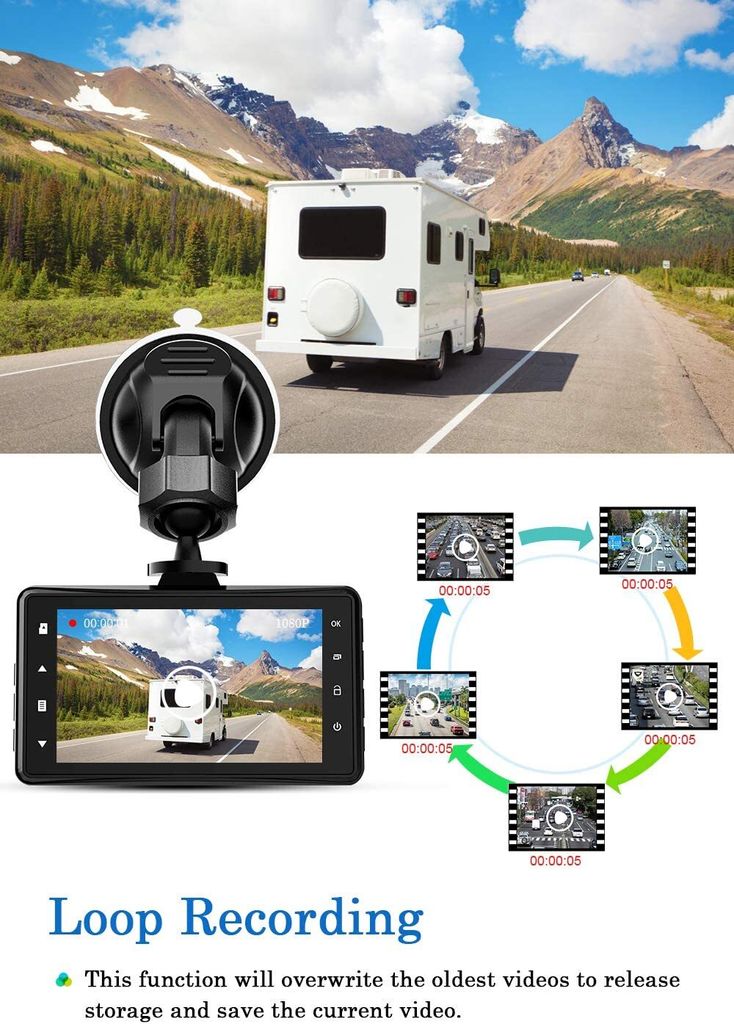 Chortau Dashcam Autokamera Auto FullHD 1080P Vorne, 170° Produktbild 6