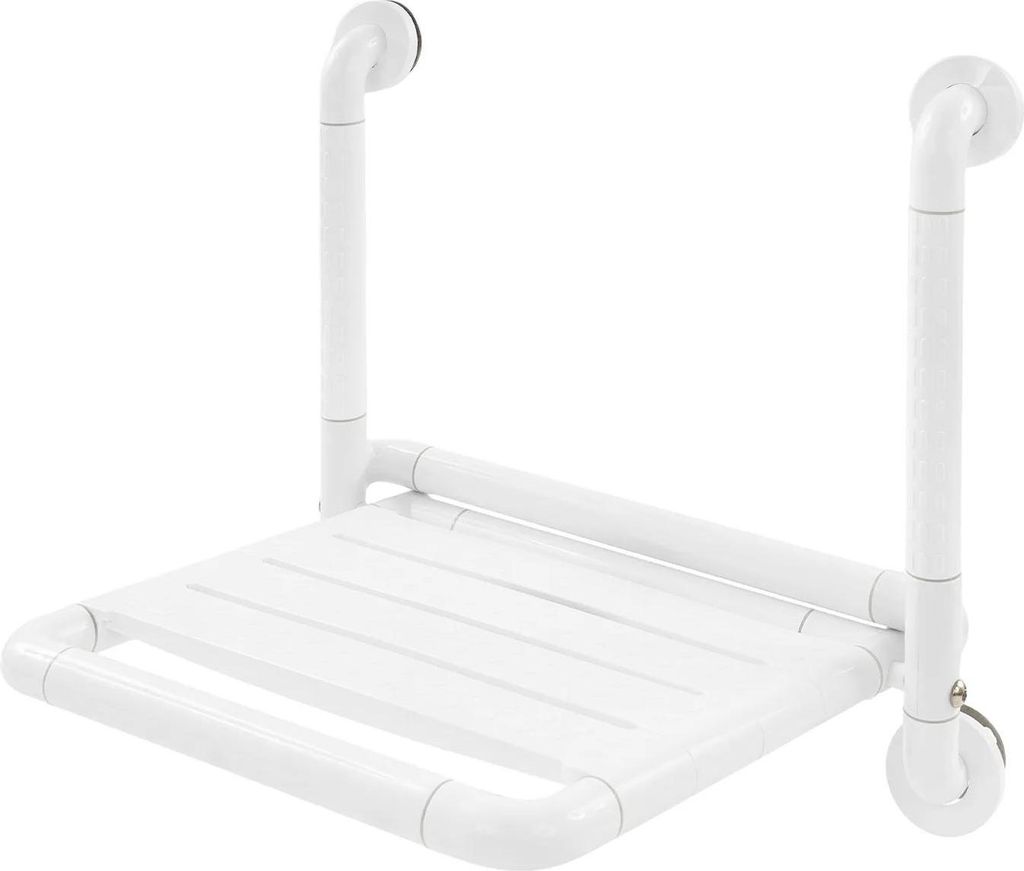 Duschsitz zur Wandmontage - Klappbarer Duschstuhl - Tragkraft 150 kg - Sitz 34×37 cm - Breite 50 cm - Material ABS + Edelstahl - Rechteckig - Wand...