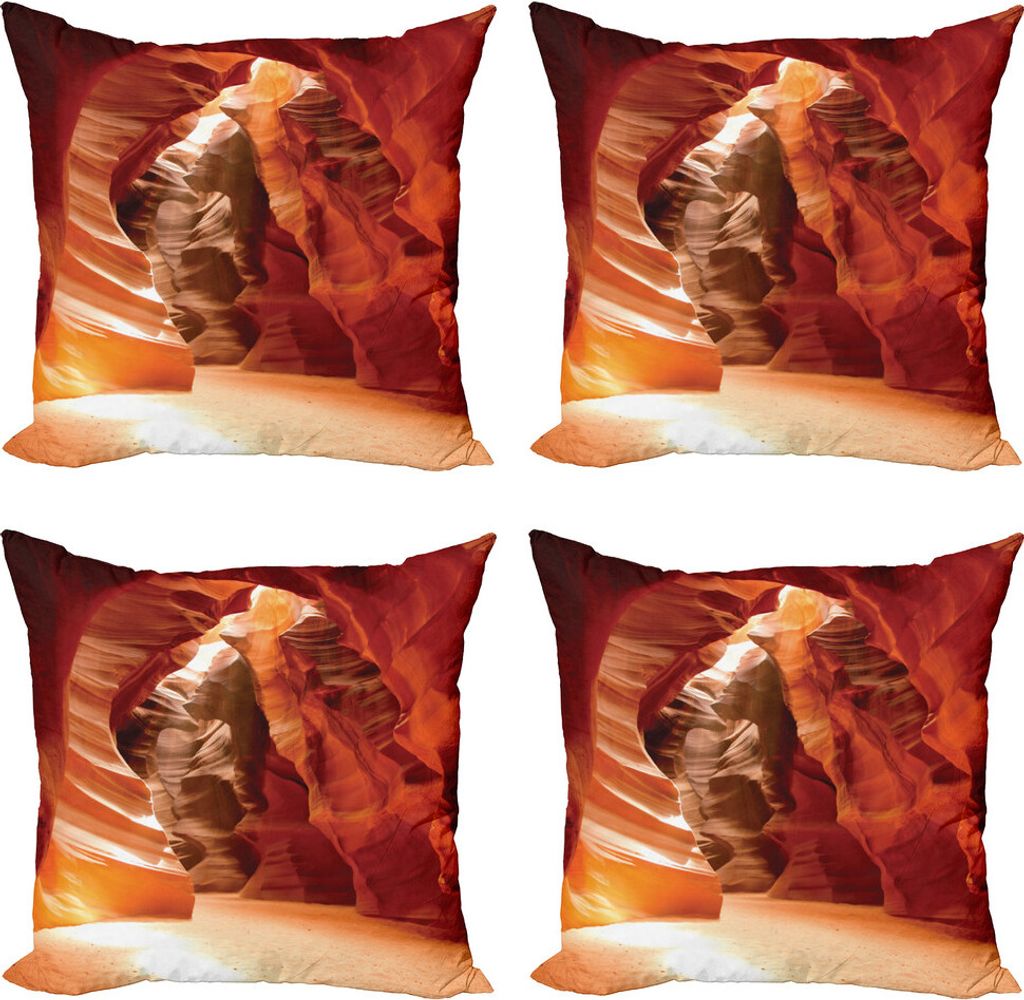 ABAKUHAUS Americana Kissenbezug Set (4 Stück), Grand Canyon in Colorado, Moderner Doppelseitiger Digitaldruck, 40 cm x 40 cm, Rot Orange Braun