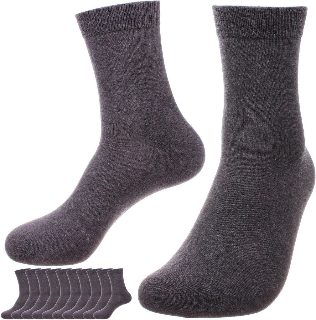 Socken Business Uni 96% Baumwolle, 10er Pack Grau 35-38