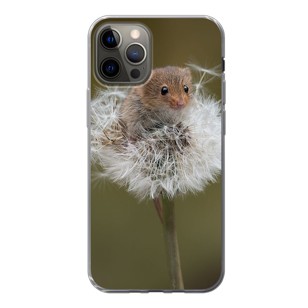 MuchoWow Handyhülle Schutzhülle Hülle für iPhone 13 Pro Maus - Jung - Blumen Silikon Softcase Handy Hülle - Handy-Tasche