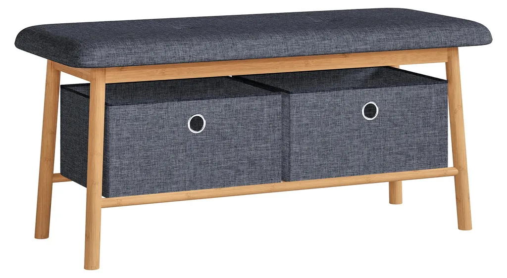 Banc à chaussures Vad en bambou avec rangement 90cm d'entrée
