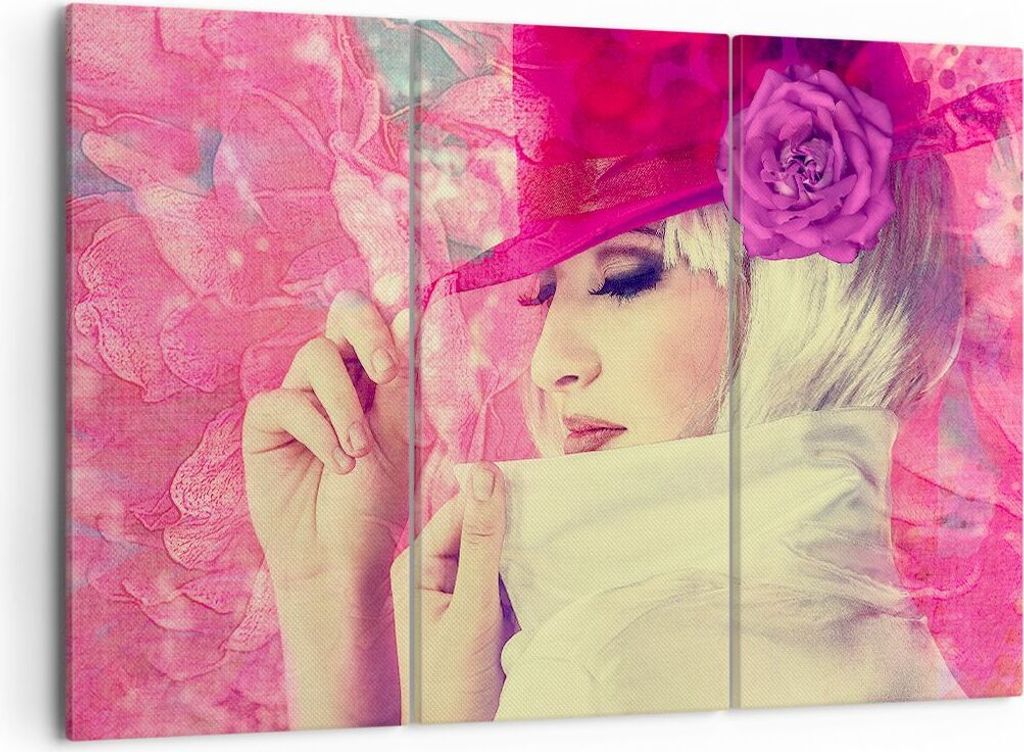 Bild auf Leinwand - Leinwandbild - weiblich Blumen- Blume Mode - 105x70cm - Wand Bild - Wanddeko - Leinwanddruck - Bilder - Kunstdruck - Wanddekora...