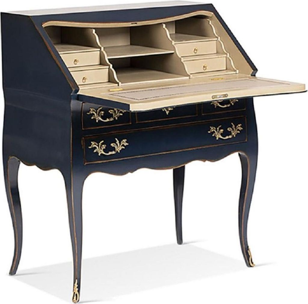 Casa Padrino Luxus Barock Sekretär Blau / Gold / Beige - Handgefertigter Schreibtisch im Barockstil - Barock Büro Möbel - Luxus Möbel im Barock...