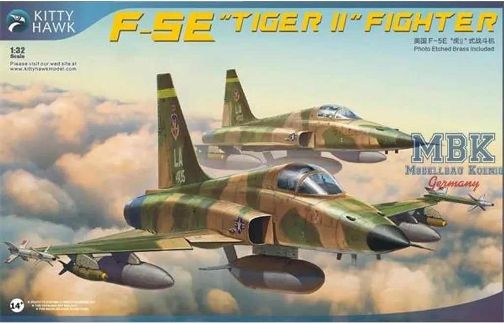 Maquette F-5E Tiger II 1/32 Kitty Hawk Kit de Montage pour Passionné