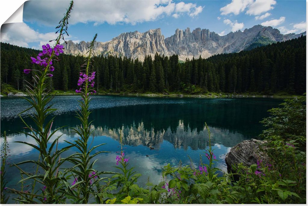 ARTland Poster Berge Latemar spiegeln sich im Karersee Größe: 60x40 cm