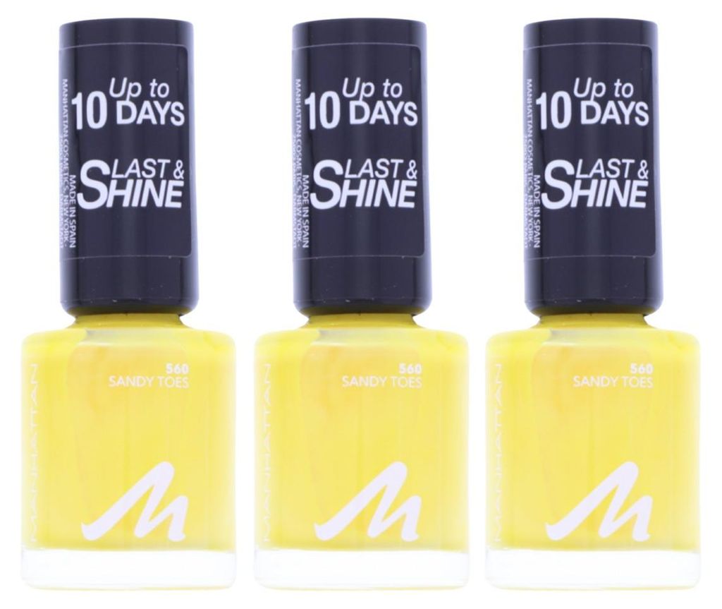 3 x Manhattan Last & Shine Nail Polish 560 Sandy Toes je 8ml Nagellack